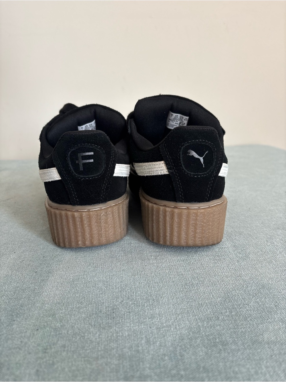 Puma Women's Black Suede Platform Sneakers with White Stripe - Picture 3 of 13